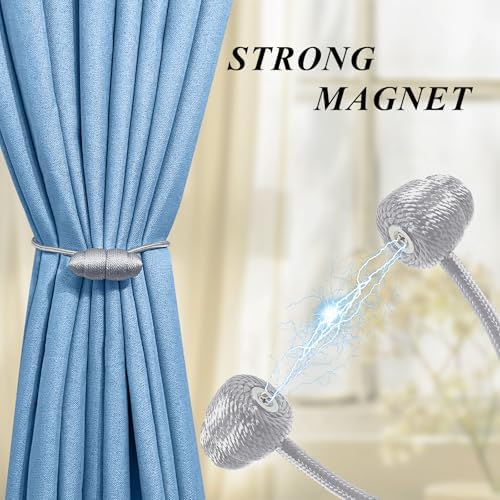 Tifanso Gray Magnetic Curtain Holdbacks 4pcs