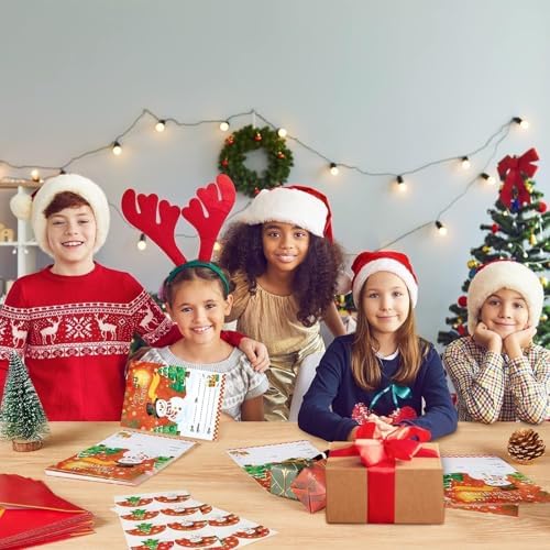 WERNNSAI 24 Pack Christmas Party Invitations with Envelopes and Stickers