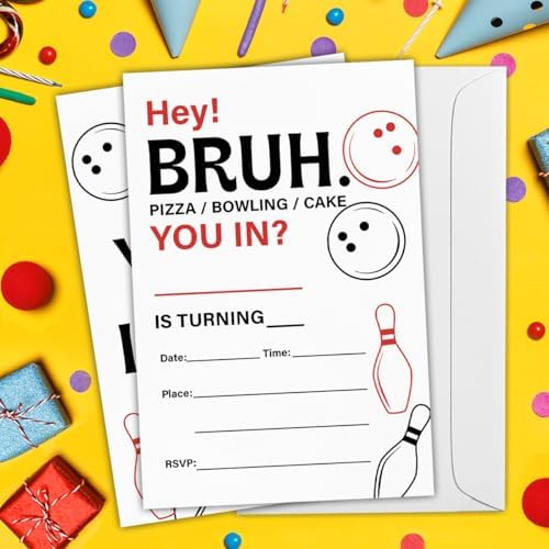 RNYJJ Bowling Birthday Invites with Envelopes 20 Count