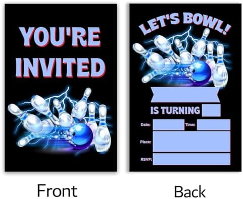 Bowling Birthday Invites with Envelopes Pack of 20