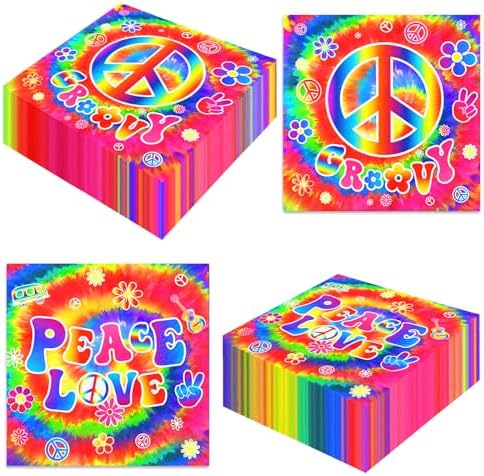 Dydamud Tie Dye Napkins 40Pcs 60s 70s Party Decor