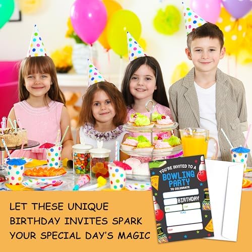 BXVRT Bowling Birthday Invitations with Envelopes