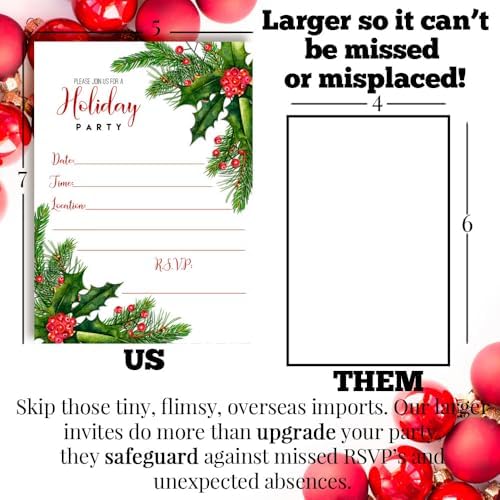 Amanda Creation Holiday Invitations with Envelopes 20 Pack