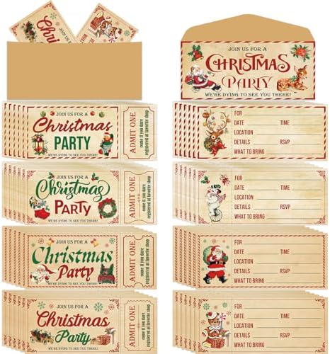 80PCS Christmas Party Invites with Envelopes and Adhesive