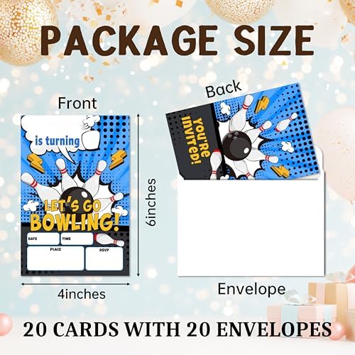 Strike Bowling Birthday Invites For Boys 20-Pack