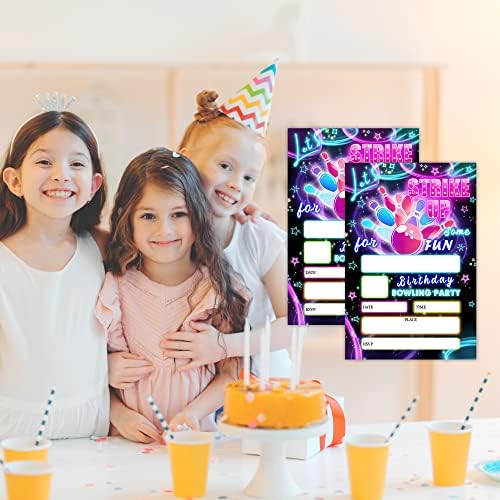 20 Birthday Invitation Cards with Envelopes Bowling Party Supplies