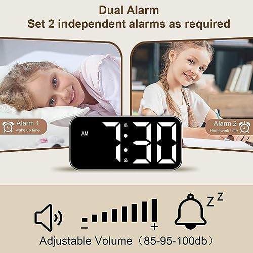 Vibrating Alarm Clock for Heavy Sleepers with Night Light and Large Display