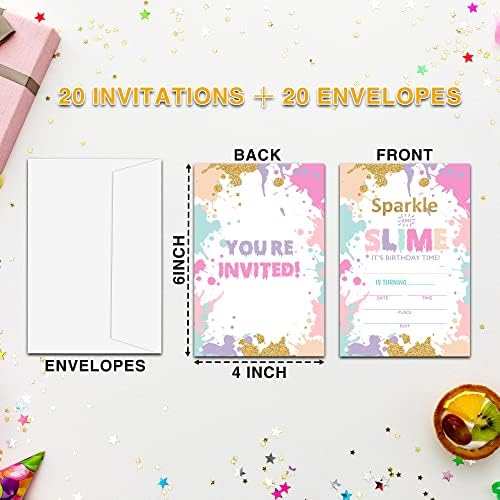 Ycyfckdr Slime Birthday Invitations 20 Pack