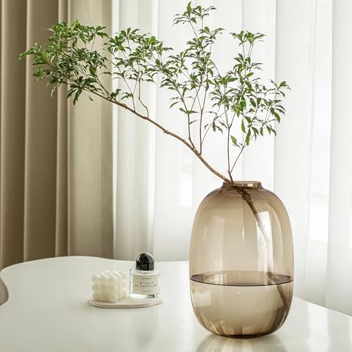 GeLive Brown Glass Vase Round Clear Colored