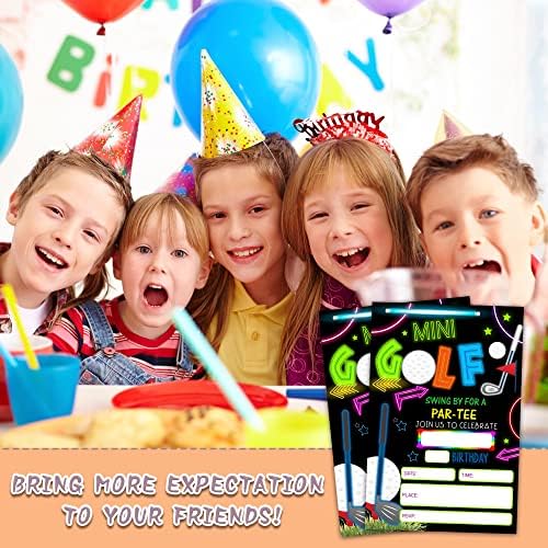 Neon Glow Mini Golf Birthday Invites 20 Count