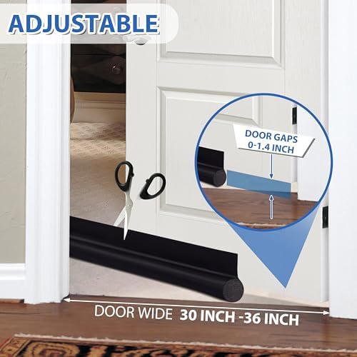 MAXTID Door Draft Stopper 36 Inch Black Adjustable Draft Blocker