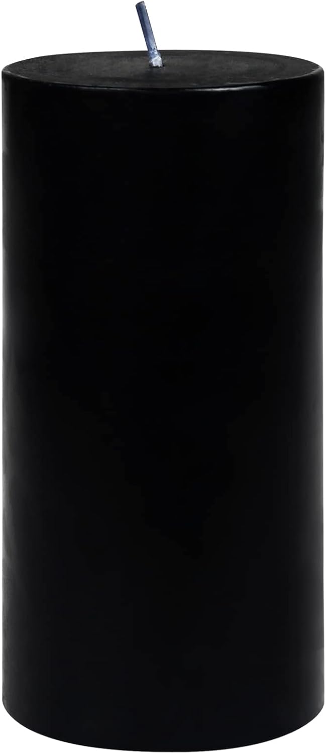 6 Inch Black Pillar Candle with 90 Hours Burn Time