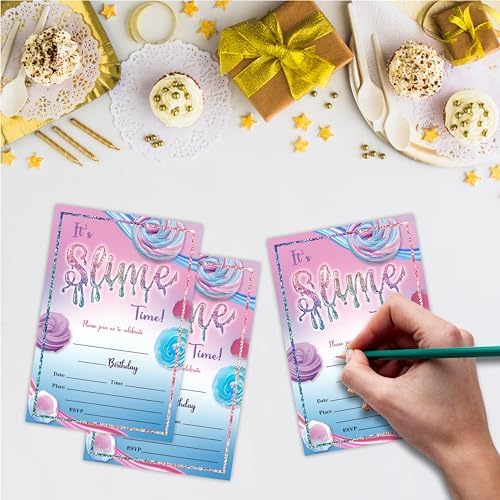 Its Slime Time Birthday Invite Cards With Envelopes