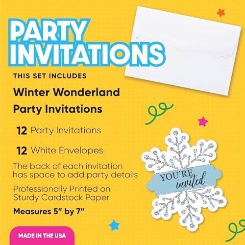 Big Dot of Happiness Winter Wonderland Shaped Fill-In Invitations Set of 12