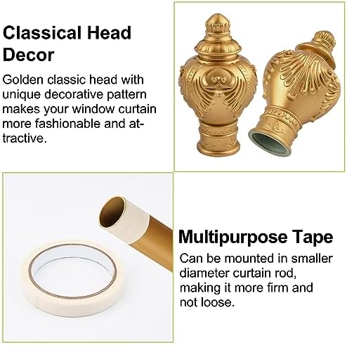 6Pcs Gold Plastic Curtain Finials for 28mm Rods