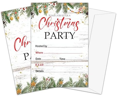 Fbitey Christmas Party Invitations with Envelopes