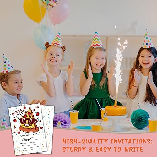 Pizza Party Birthday Invitations 20-Pack with Envelopes 1