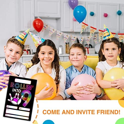 DETIHO 4x6 Bowling Birthday Party Invitations - 20 Sets