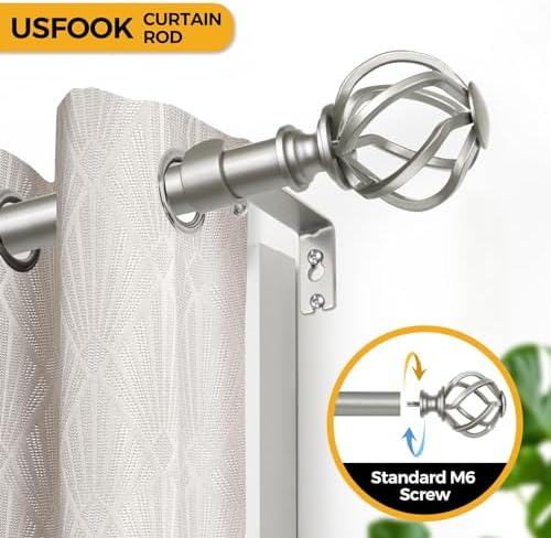 USFOOK Antique Silver Curtain Rod 32-58 Inches