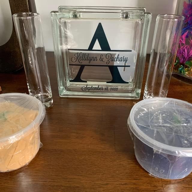 Glass Personalized Monogram Unity Sand Set for Weddings with Ink and Lid