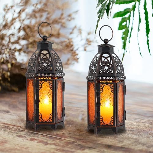 DECORKEY Set of 2 Moroccan Lanterns Indoor Outdoor