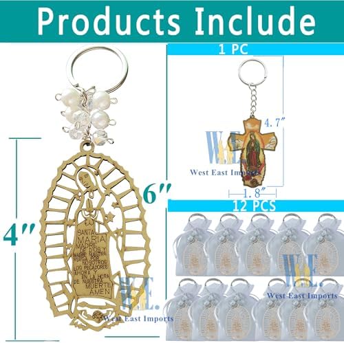 12Pcs Lady of Guadalupe Wood Design Keychain Favors