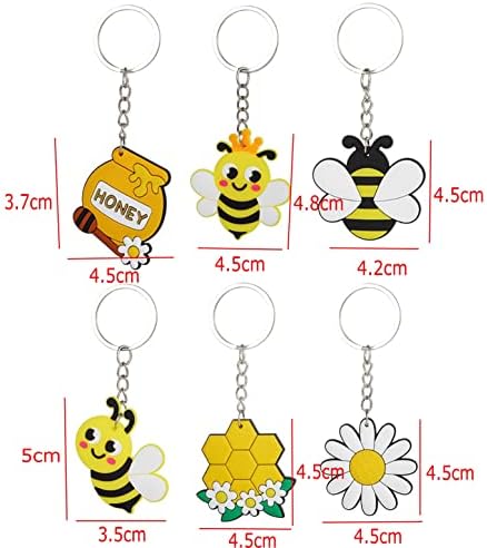JZK 30 Pcs Cute Honey Bee Keyrings Set for Kids