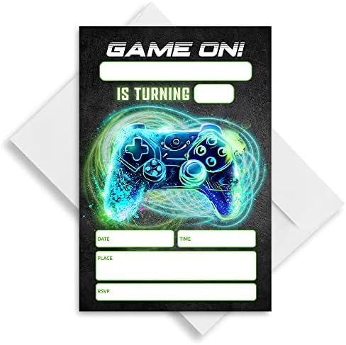 Neon Video Game Birthday Invitations Set of 20 1