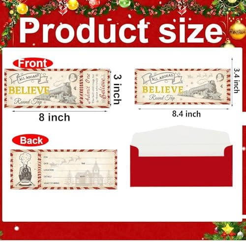 Wootile Christmas Train Ticket Invitations 25 Pcs