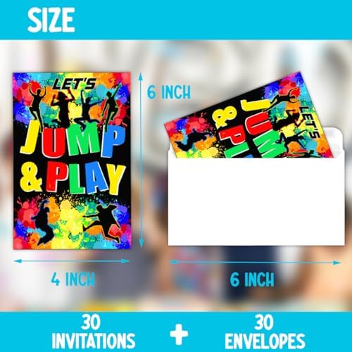 Trampoline Jump Birthday Party Invitations Set