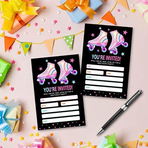 Skating Party Invitations with Envelopes Black