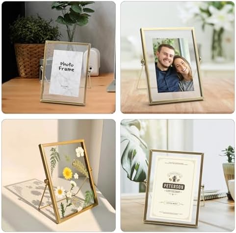 Golden Picture Frame with Double-Sided Glass Display