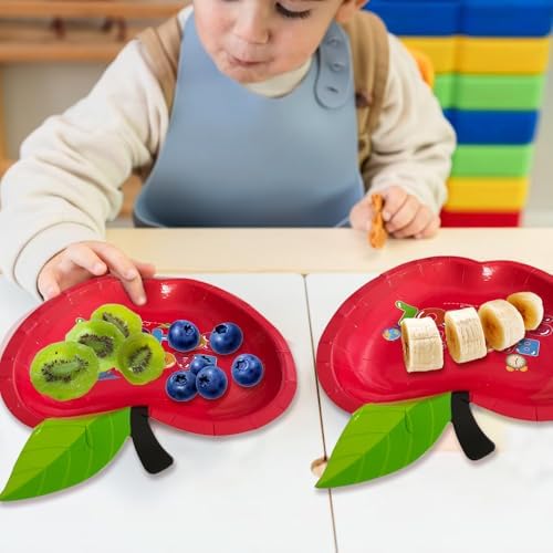 50PCS Back to School Red Apple Plates for Parties and Events