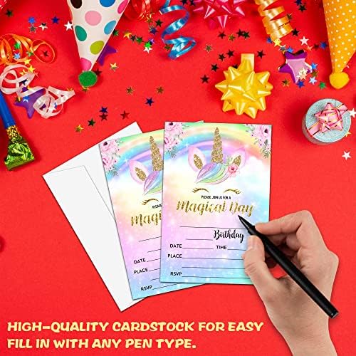 Magical Unicorn Birthday Invites 4x6 20pk with Envelopes
