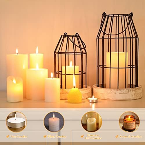Rustic Farmhouse Candle Lantern Set of 2