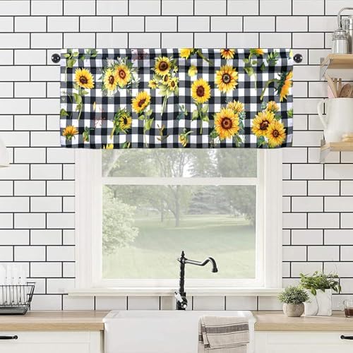 Sunflower Valances 54 W x 18 L Kitchen Curtains with Rod Pocket