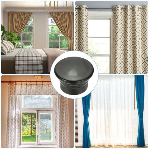 Uxcell Curtain Rod Ends 4Pcs Black Plastic Finials for 26-28mm Rods
