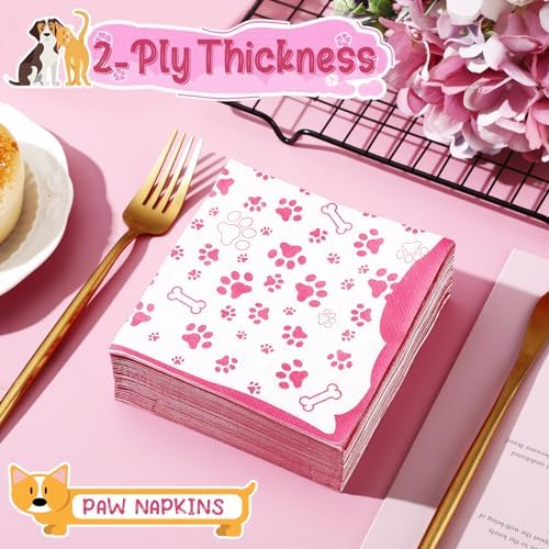 CHENGU 100 Piece Paw Print Napkins 2 Layers