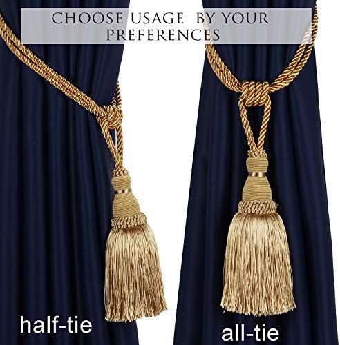 BEL AVENIR 2 Pack Gold Curtain Tiebacks with Tassels