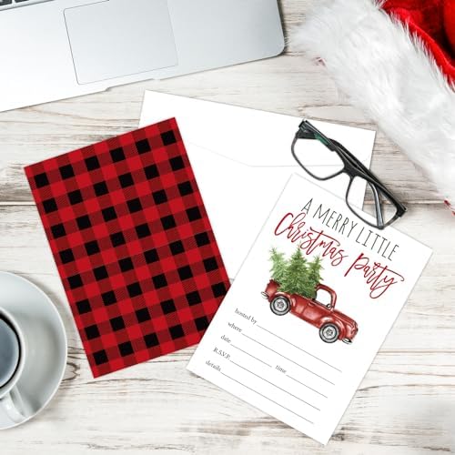 Whaline 25 Pack Christmas Party Invitations with Envelopes