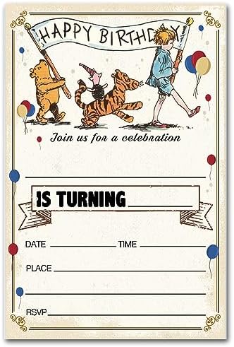 Winnie the Pooh Birthday Invitations 20 Cards with Envelopes
