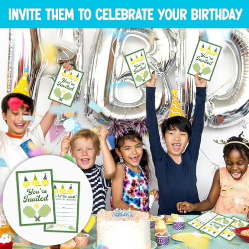 Pickleball Birthday Invitations Set 30 Cards 30 Envelopes