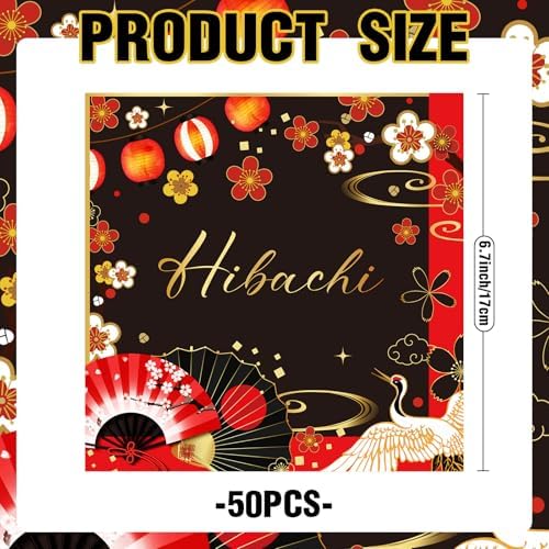 Hibachi Birthday Decorations 50 Pcs Red Black 2-Ply Napkins