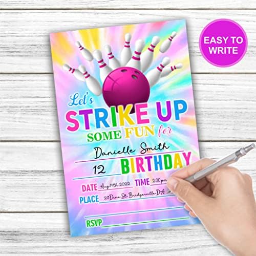 DYIRBIIY Tie Dye Birthday Invitations Set for Kids and Adults