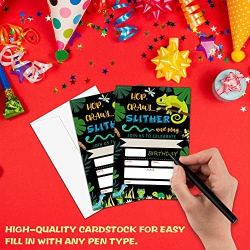 Levitatinyear Reptile Theme Birthday Invites 4x6 20 Pack