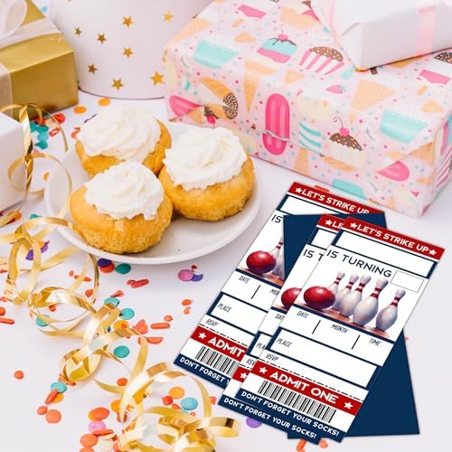 Lets Strike Birthday Invitation Cards with Envelopes Double Sided 3x8 Inches 20pcs