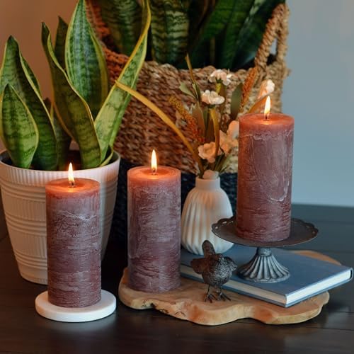 3 Piece Pillar Candle Set Taupe 68 Hours Burn