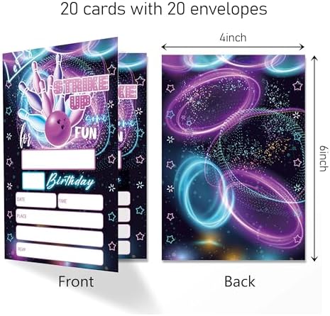 Bowling Birthday Invitations with Envelopes Pack of 20