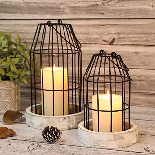 Rustic Farmhouse Candle Lantern Set of 2