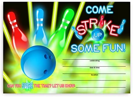 POP parties Ink Bowling Party Invitations Glow Red